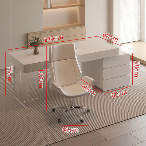 Straight Up Rock Solid Heavy Duty L Shaped Computer Desk With Cream Acrylic Legs Spacious Storage Drawers clean details and measurements