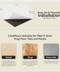 Peel And Stick 18 Inch Vinyl Floor Tiles 10 Piece Self Adhesive Set in Rustic Copper Slate Pattern for easy DIY installation on wood, vinyl, concrete.
