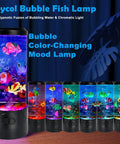 Toycol bubble fish lamp with color-changing LED lights and animated tropical fish against a dark background