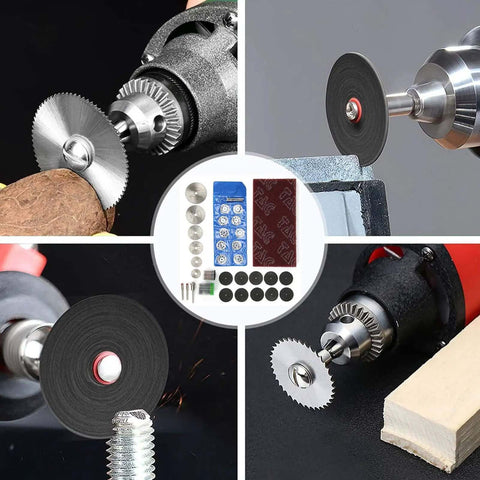 88 Piece Electric Sander Accessory Kit With Circular Saw Blades, Sandpaper, Grinding Discs, and Resin Sheets used on different materials