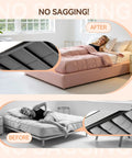 Full Size Bunkie Board 54X75 Delivers Flat Out Sturdy Support Breathable Hollow Core Base With Squeak Proof Grey Oxford Cover on bed.