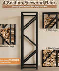 4 Tier Indoor Firewood Rack 47 Inch Tall Heavy Duty Log Holder For Fireplace Minimalist Black Design Space Saving Vertical Storage