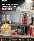 Professional Commercial Blender With Quiet Shield Enclosure 2200W Power Heavy Duty Self Cleaning Unit 80Oz (2.2L) Pitcher in kitchen