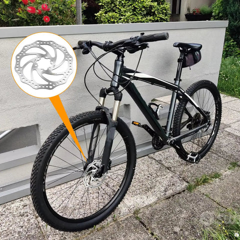 Beefy 160mm Disc Brake Rotor For Electric Bikes And Mountain Rides Stainless Steel Includes 6 Screws Compatible With Road MTB And E Bikes For Smooth Sure Stopping installed on mountain bike.