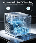 Smooth Countertop Bullet Ice Maker With Zero Hassle Setup And Custom Brick Panel, showcasing automatic self-cleaning feature.