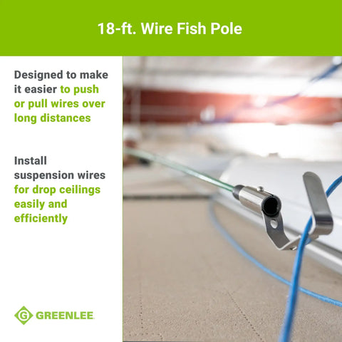 Collapsible 18 Foot Wire Pulling Fish Pole For Attics Ceilings And Crawl Spaces Far Reaching Cable Puller Tool in use