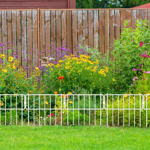 10 Pack Animal Barrier Fence No Dig Fence Decorative Fences 17 Inch High By 10 Foot Long Rustproof Metal Garden Border in white
