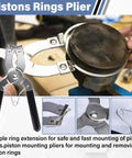 Universal Premium Piston Ring Compressor And Heavy Duty Installation Pliers For Domestic And Import Engine Builds in use.