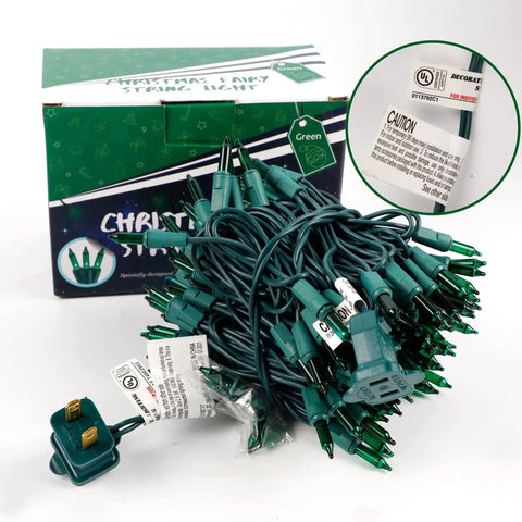 Incandescent 150 Count Christmas String Lights On Green Wire 120V UL Certified Fairy Lights Indoor Outdoor Decor Warm Clear Glow For Xmas Tree Patio Garden Holidays Party Vibe Easy Plug In