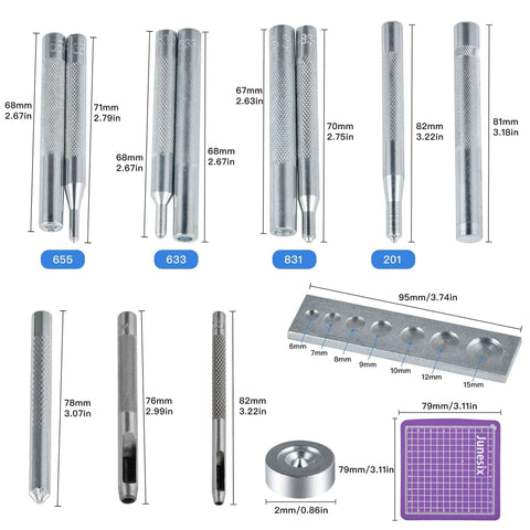 14-Piece Rivet Setter Kit For Leather Work Pro-Grade Stainless Steel Snap Rivet Tools With Non-Slip Base Die Punch components