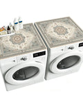 Two Pack Washer And Dryer Top Mats 25.6 By 25.6 Inches Non Slip Quick Dry Top Protectors, beige Persian pattern on appliances