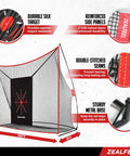 10x7ft Golf Net With Chipping Mat And Silk Target, features reinforced panels, metal base, folds for indoor outdoor use.