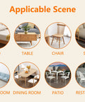 Seven furniture scenes where 20 Pack Rectangular Rubber Furniture Leg Caps For Chairs Tables Sofas And Beds can be used indoors and outdoors.