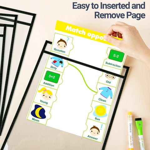Game Changer Oversized Dry Erase Pocket Sleeves 13 By 10 Inches For 8.5 By 11 Papers And 9 By 12 Worksheets in use