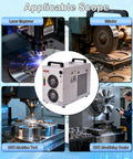 Heavy Duty Industrial Water Chiller With Six Liter Cooling Tank And Zero Point Nine Horsepower Pump To Keep CO2 Laser Engravers Locked In And Cutting Clean On The Shop Floor in workshop settings.