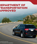 Black SUV on a winding mountain road, highlighting the use of Vehicle Fire Extinguisher 5BC For Cars And Trucks All Metal Construction