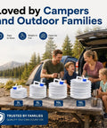 Family enjoying camping with Foldable Water Storage Container With Spigot For Camping And Outdoor Adventures, 10L