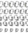 30Pcs 304 Stainless Steel Hose Clamps Set With 6-51mm Adjustable Worm Gear Clamps arranged in rows