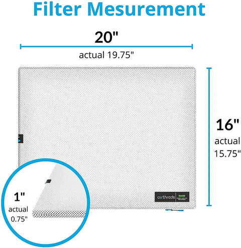 Size diagram of 16x20x1 Air Filter For AC HVAC Furnace Systems, Machine Washable And Dryer Friendly, MREV 8 Plus Reusable Protection Filters
