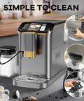 Super Automatic Espresso Machine With 20 Bar Pressure Pump And Built In Burr Grinder For Smooth Daily Grinds features easy cleaning and maintenance.