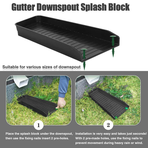 Rain Gutter Downspout Splash Block Extender With Ladder Downwards Design For Easy Install 16 Inch Fixable Downspout Extender