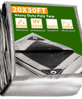 Folded 20 By 30 Ft Waterproof Heavy Duty Tarp With Eyelets And Reinforced Edges Reversible All Weather Shade Canopy For Farm Greenhouse
