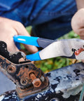 9.5 Inch Wire Crimping Tool For Insulated And Non Insulated Terminals With Center Cut Pliers And Cutter in use on wiring