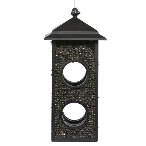 Fly-Thru Wild Bird Feeder With Two Feeding Stations 2 Lb Capacity For Black-Oil Sunflower Seeds Outdoor Bird Feeder For Clinging Birds Durable Mesh Sides Easy To Install And Enjoy Outdoor Decor front view