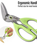 Beefy Heavy Duty Multipurpose Angled Craft Scissors 7 Inches With Japanese Stainless Steel Serrated Blade, green handle