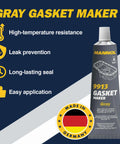 Gray high-temp RTV gasket maker for durable seals