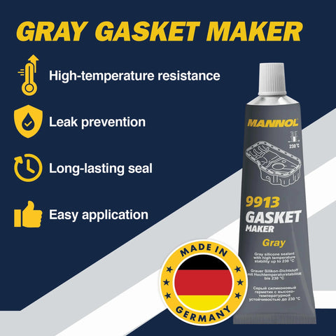 Gray high-temp RTV gasket maker for durable seals