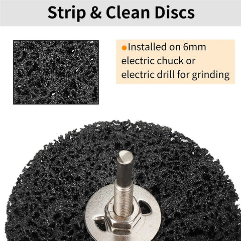 Durable 4 Inch Abrasive Strip Wheels With 6MM Shank For Drill Bit close-up showing textured surface for scraping paint and rust.
