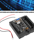 FX1N 20MT Programmable Controller PLC Module Regulator Board For Industrial DC24V, Pro Grade High Speed Pulse Inputs C235 C251, Y0 Y1 10K Pulse Output, Compatible With FX1N Series, Anti Interference Design Built To Last In Harsh Environments. black PLC module with DB9 port and wiring