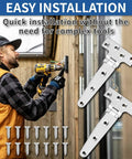 Person installing 316 Stainless Steel T Strap Barn Door Hinges Heavy Duty 6 Inch Outdoor Gate Set Of 4 with screws