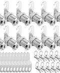 Pro Grade Zinc Alloy Cam Locks Keyed Alike 1 1/8 Inch Cylinder set with twelve locks and matching keys for secure drawer use.