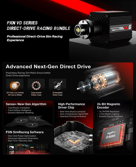 PXN VD Series direct drive racing bundle featuring professional sim racing components and advanced technology for immersive experience.