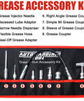 Grease Gun Tip and 9-Piece Quick Connect Coupler Kit with Pouch, Pro Grade Grease Fittings Set in display case