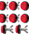 All Purpose License Plate Bolt Kit For Motorcycles And More, 8 Pcs M5 Screws With Red Reflectors, 7 By 16 Inch Size