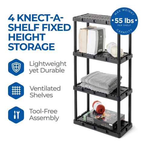 Go To Light Duty Storage Shelves With Ventilated 4 Shelf Rack For Home Garage Basement And Laundry Connects With Multiple Units For Expansive Organization Sturdy Black Shelving Unit For Flexible Storage, 12 x 24 x 48 in