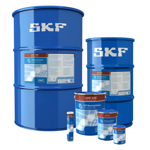 Go To Long Life High Temperature Bearing Grease LGHP 2/1 for heavy duty bearings in various blue containers