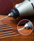 Badass Pro Grade Mini Drill Bit Kit Featuring Fully Ground HSS High Speed Steel Twist Blades with mini drill bit in use.
