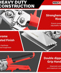 MAXPOWER sheet metal hand seamer with red ergonomic handles; 3-inch and 6-inch straight jaws, chrome finish; 2-pack