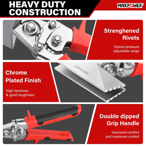 MAXPOWER sheet metal hand seamer with red ergonomic handles; 3-inch and 6-inch straight jaws, chrome finish; 2-pack