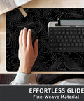 Extra Large Gaming Mouse Pad With Black Topographic Print XXL Desk Mat For Gaming And Work Non Slip Keyboard Pad For Computer Laptop PC Office Setup Pro on desk