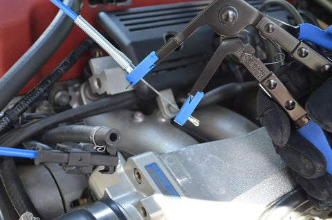 Pro Grade Heavy Duty Multi Cable Hose Clamp Pliers Set With 3 Cables And 4 Jaw Options For Automotive Tension Clamps in use