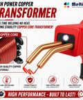 Close-up view of red high power copper transformer with welding tips, used in Powerful 220W Plastic Welder Kit For Car Bumper Repair.
