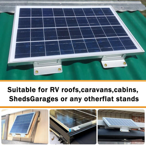Solar Panel Mounting Z Brackets Set Lightweight Aluminum Corrosion Resistant 16 Pack installed on RV roof