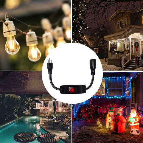 Heavy Duty Outdoor Waterproof Extension Cord With On Off Switch, 6 Foot SJTW Power Cable, 125V 250V Rated, UL Listed image