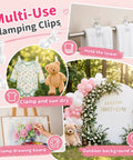 Super Cool 10 Pack Clear Spring Balloon Arch Clips That Grip Tight For Your Birthday Wedding Or Photo Studio Decor Setup Without Messing Up The Look! clear clips holding towel, clothes, board, and backdrop