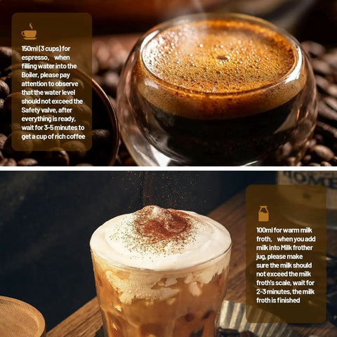 Straight Fire Game Changer Electric Espresso Machine With Fast Steam Milk Frother Two In One Countertop Coffee Brewer One Touch Button Setup For Velvety Foam And Bold Shots That Hit Different Every Single Day, showcasing espresso and frothed milk.